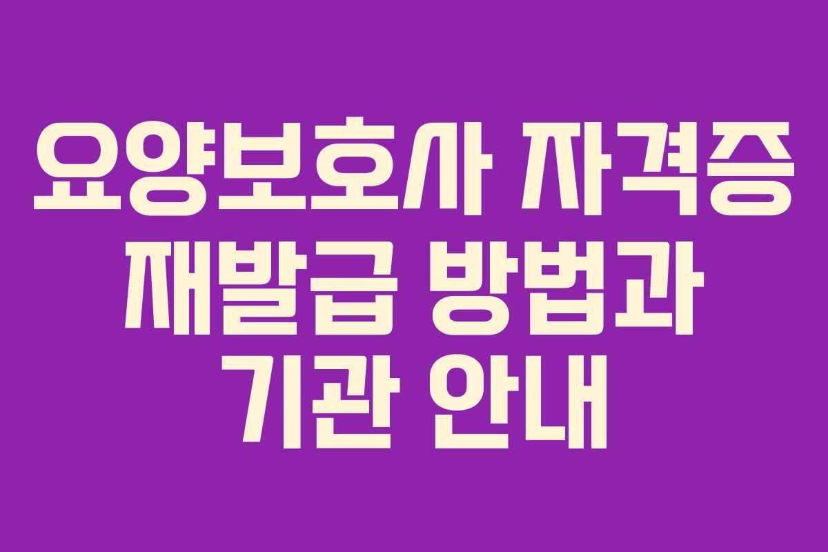 요양보호사 자격증 재발급 방법과 기관 안내