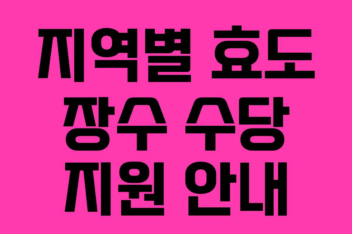 지역별 효도 장수 수당 지원 안내