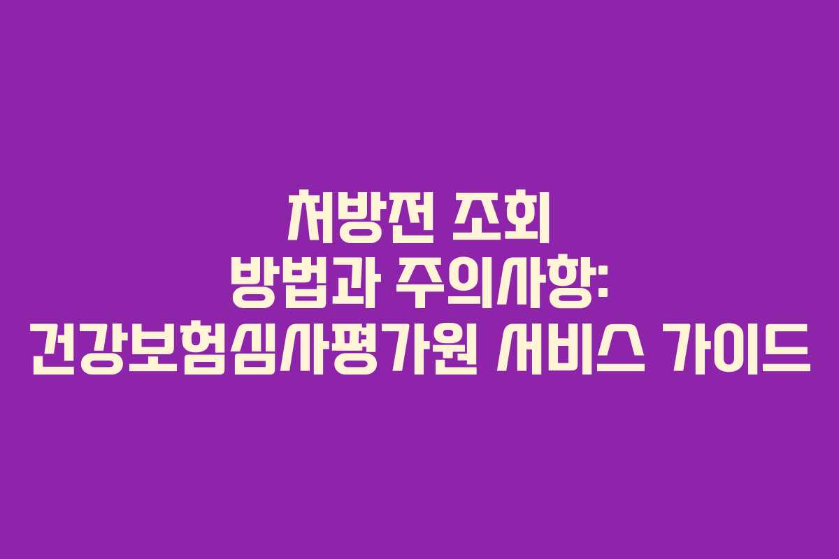 처방전 조회 방법과 주의사항: 건강보험심사평가원 서비스 가이드