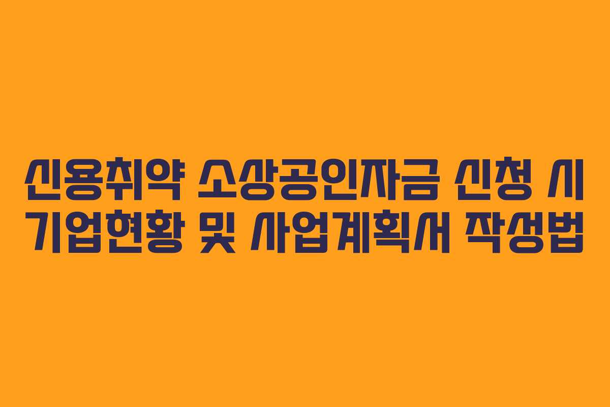 신용취약 소상공인자금 신청 시 기업현황 및 사업계획서 작성법