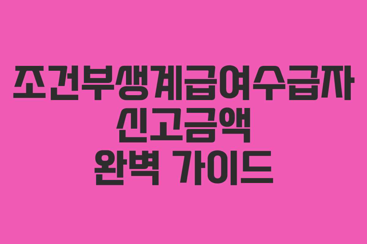 조건부생계급여수급자 신고금액 완벽 가이드