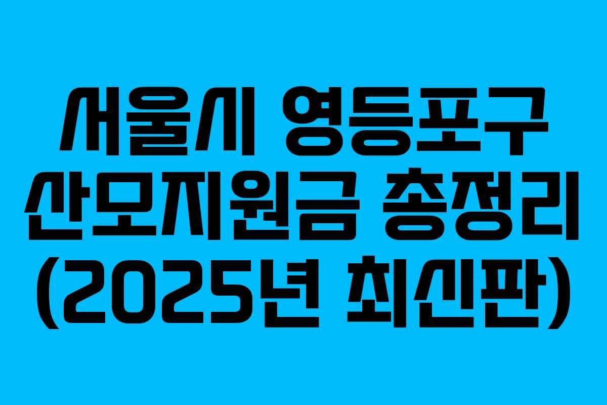 서울시 영등포구 산모지원금 총정리 (2025년 최신판)