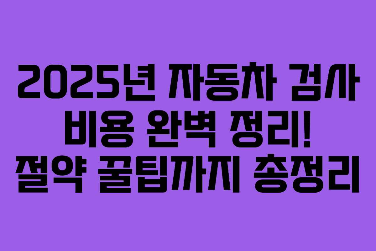 2025년 자동차 검사 비용 완벽 정리! 절약 꿀팁까지 총정리