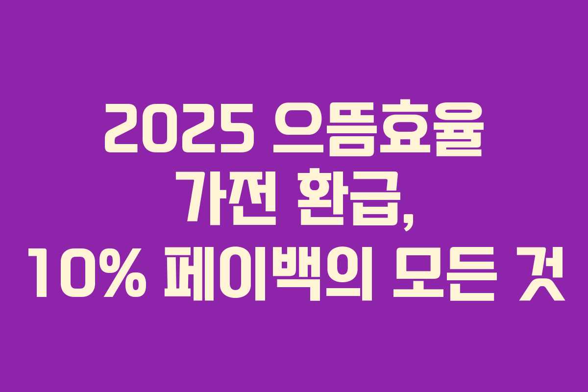 2025 으뜸효율 가전 환급, 10% 페이백의 모든 것