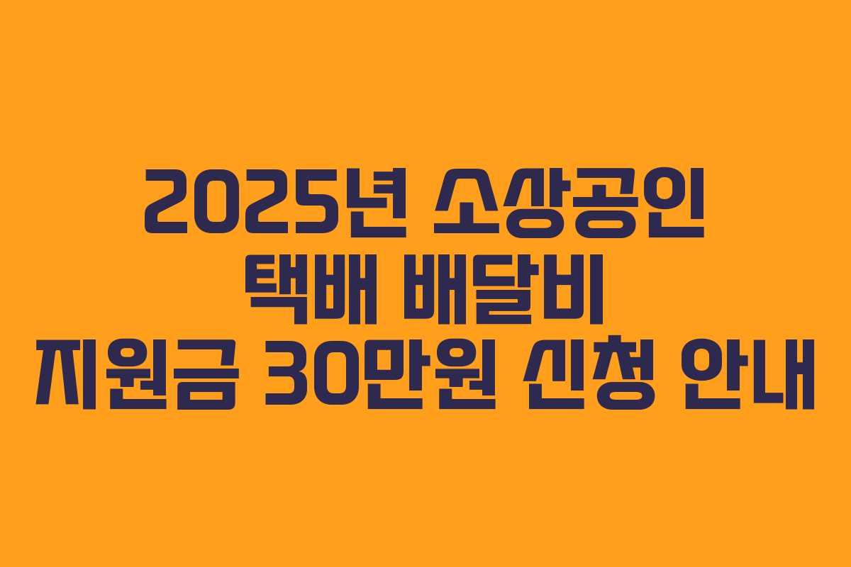 2025년 소상공인 택배 배달비 지원금 30만원 신청 안내