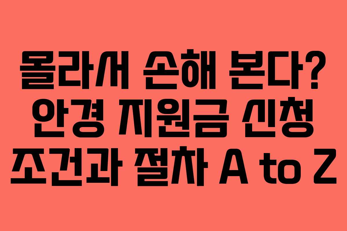 몰라서 손해 본다? 안경 지원금 신청 조건과 절차 A to Z