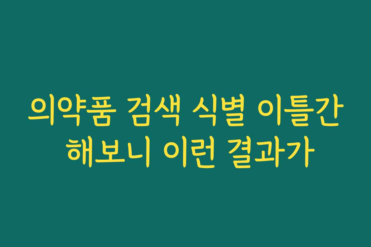 의약품 검색 식별 이틀간 해보니 이런 결과가