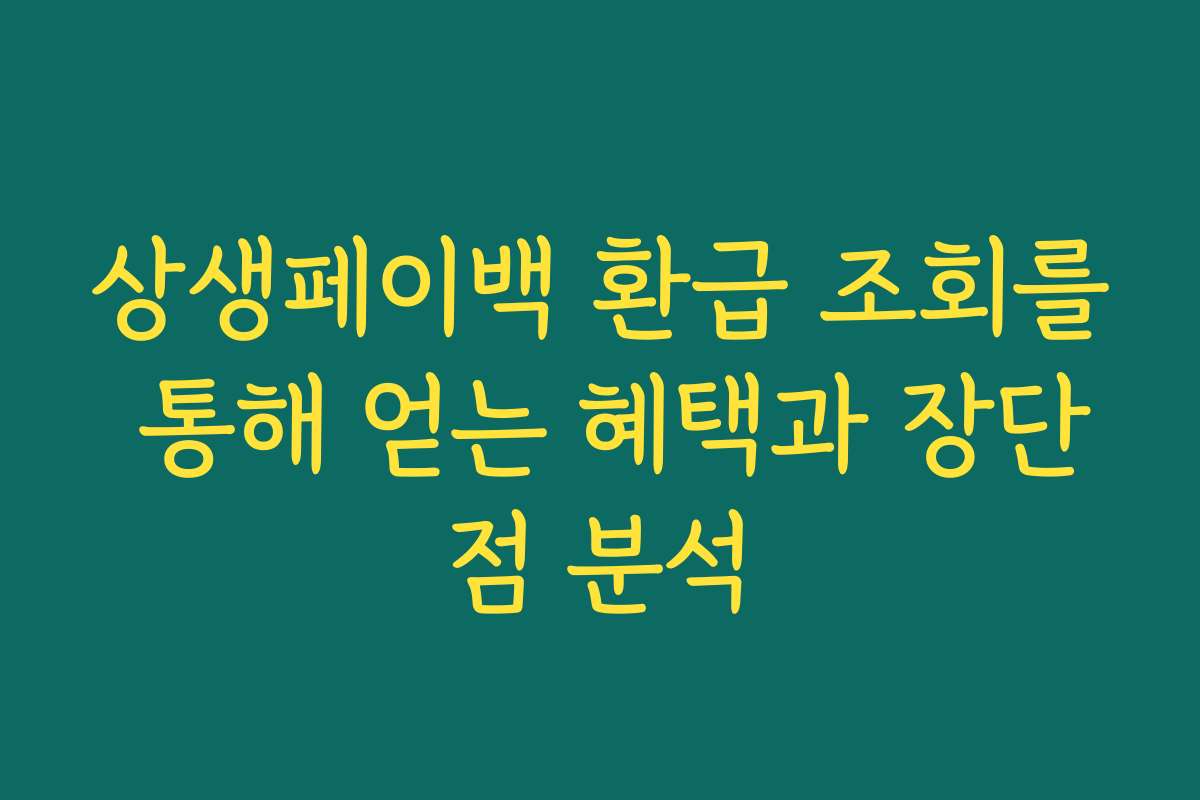 상생페이백 환급 조회를 통해 얻는 혜택과 장단점 분석