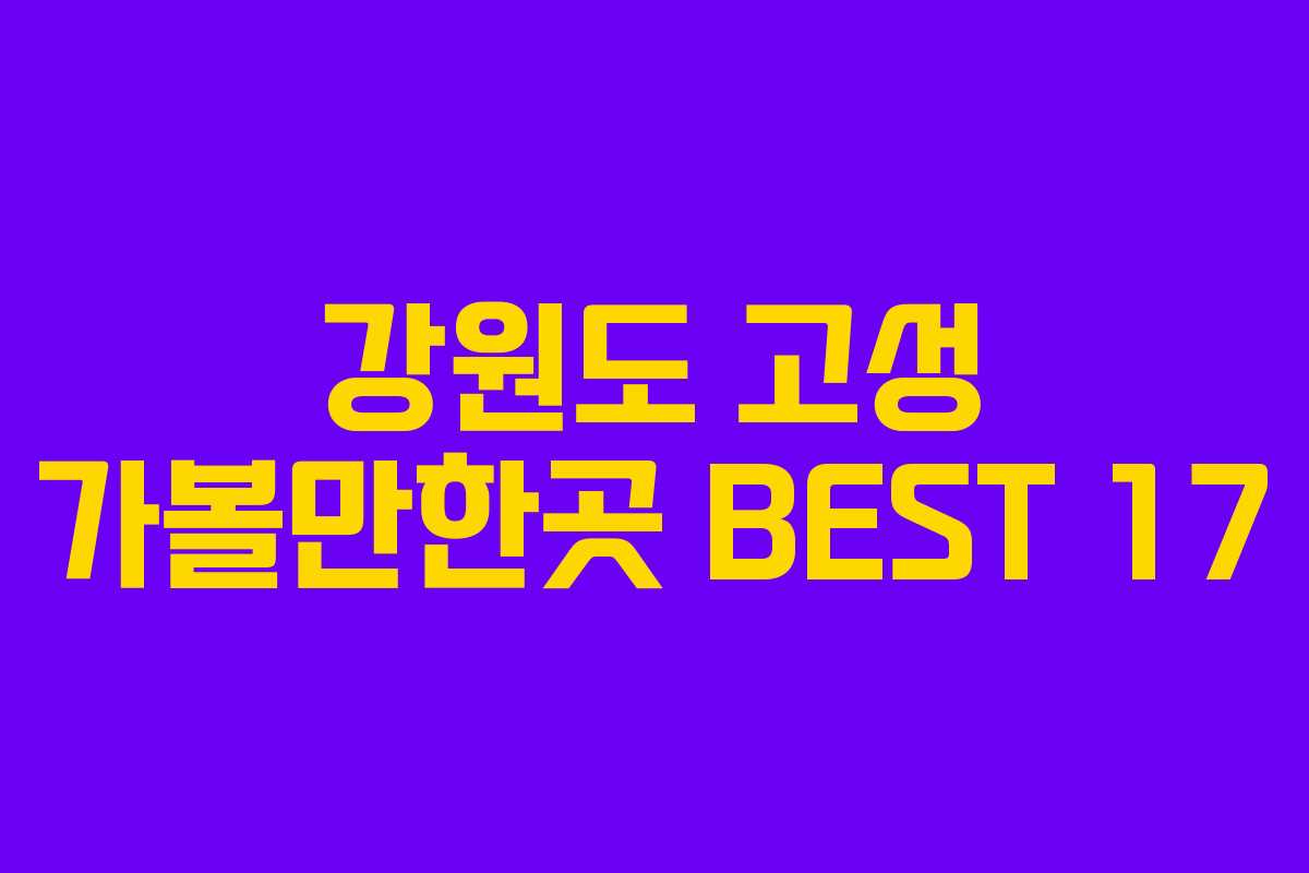 강원도 고성 가볼만한곳 BEST 17