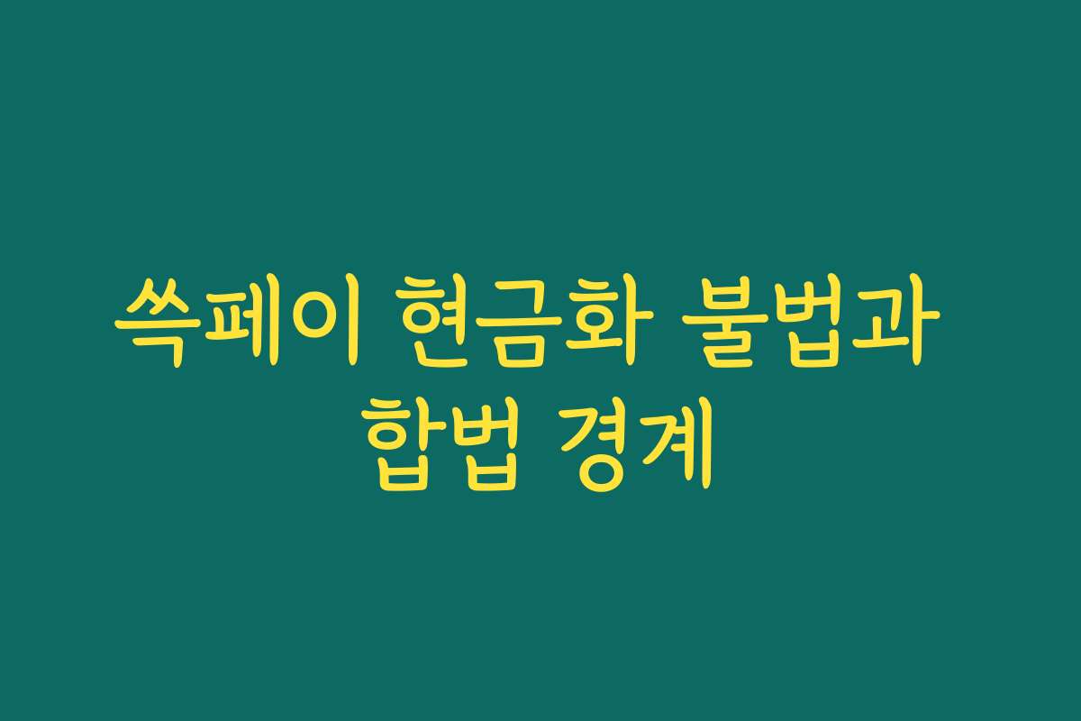 쓱페이 현금화 불법과 합법 경계