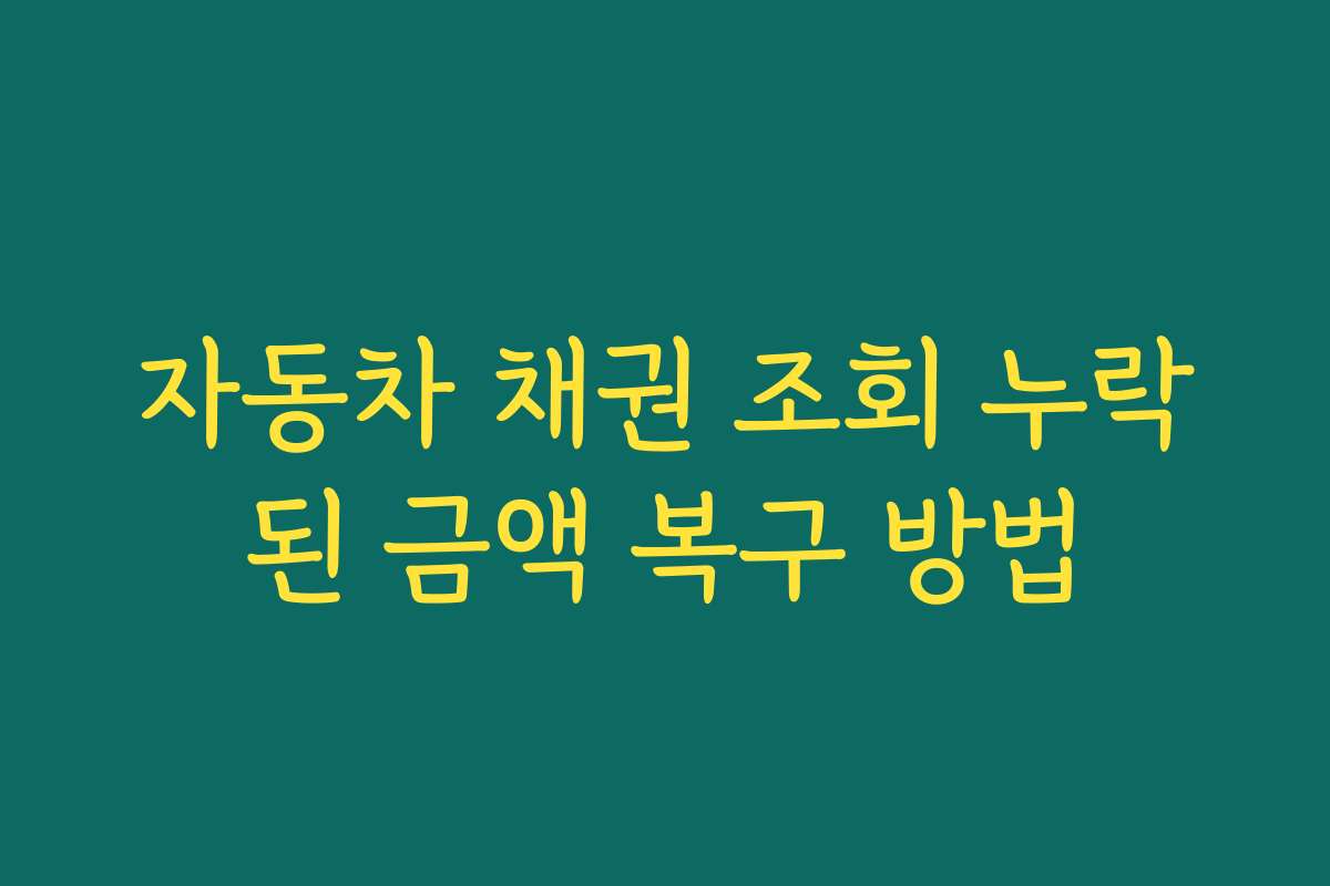 자동차 채권 조회 누락된 금액 복구 방법