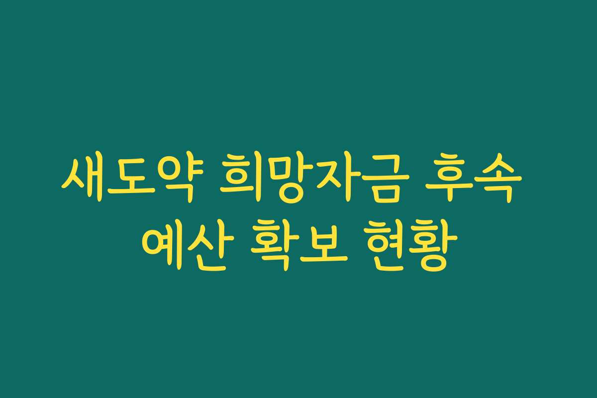 새도약 희망자금 후속 예산 확보 현황