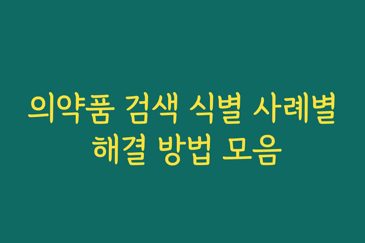 의약품 검색 식별 사례별 해결 방법 모음