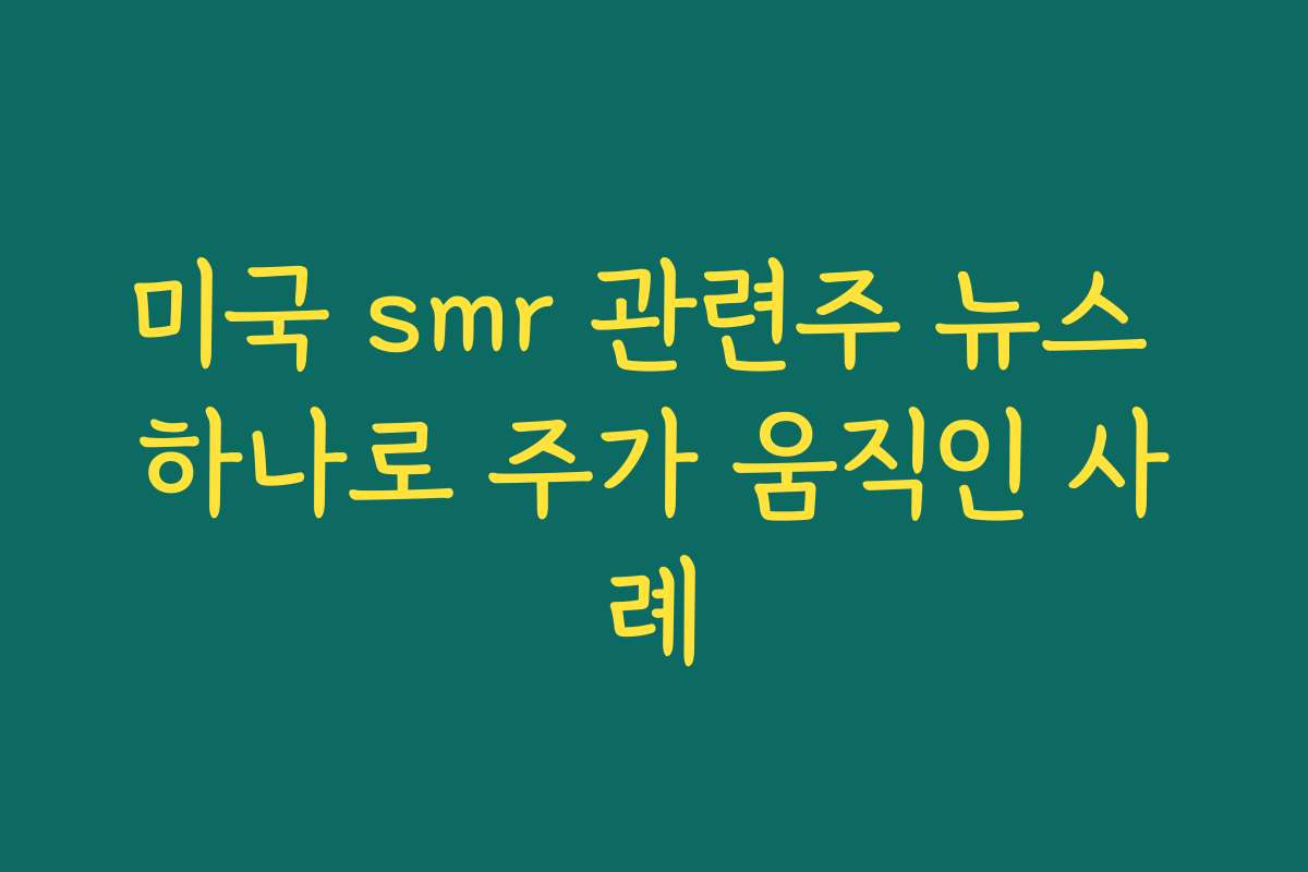 미국 smr 관련주 뉴스 하나로 주가 움직인 사례