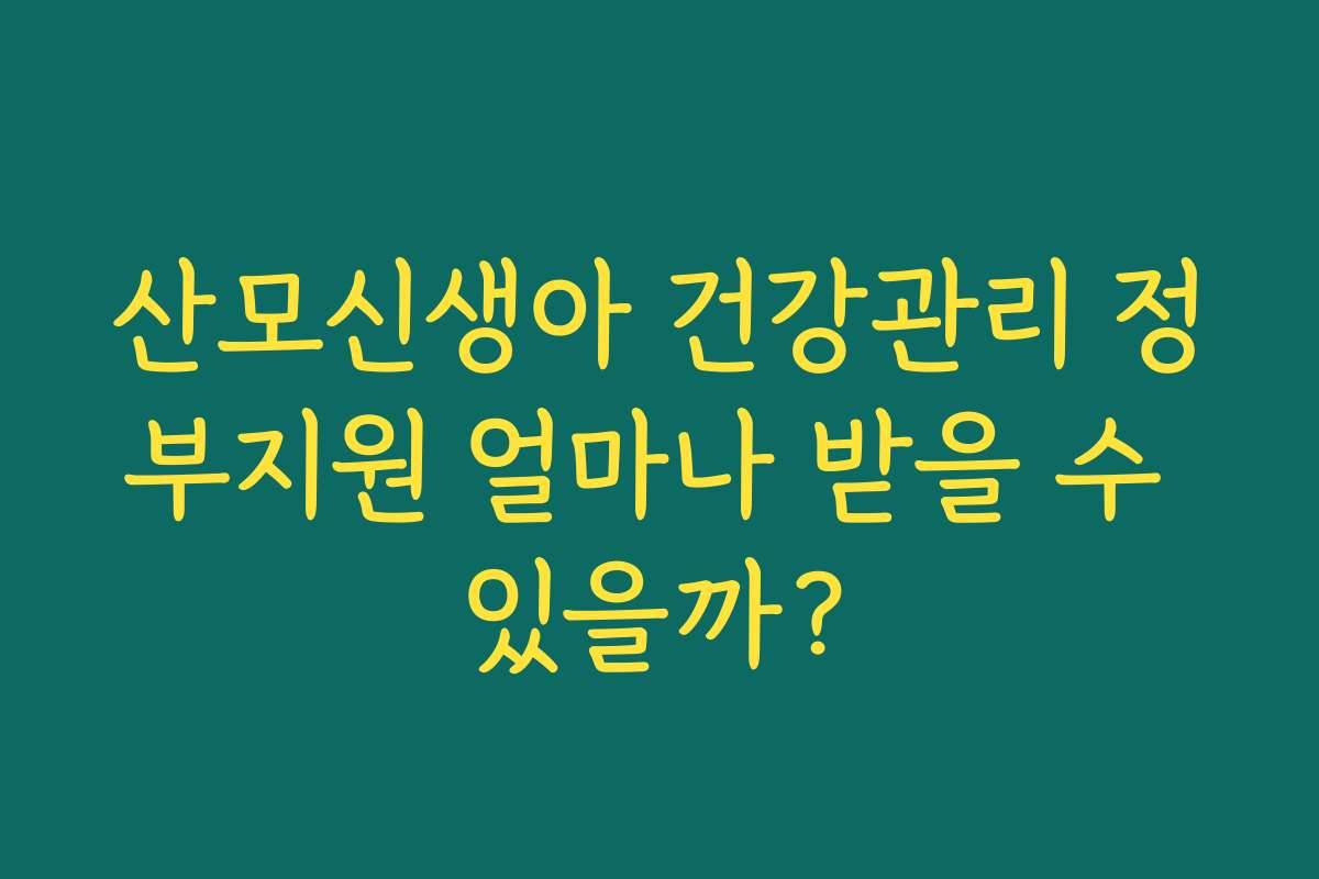 산모신생아 건강관리 정부지원 얼마나 받을 수 있을까?