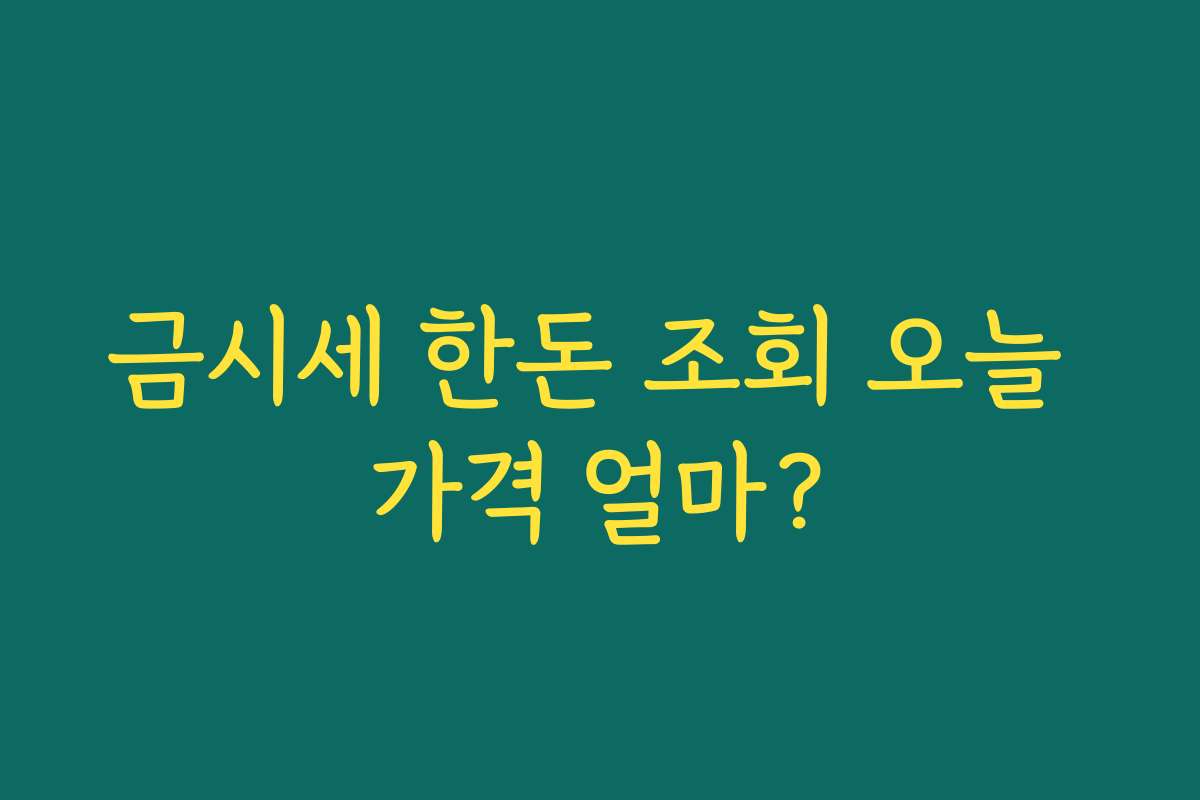 금시세 한돈 조회 오늘 가격 얼마?