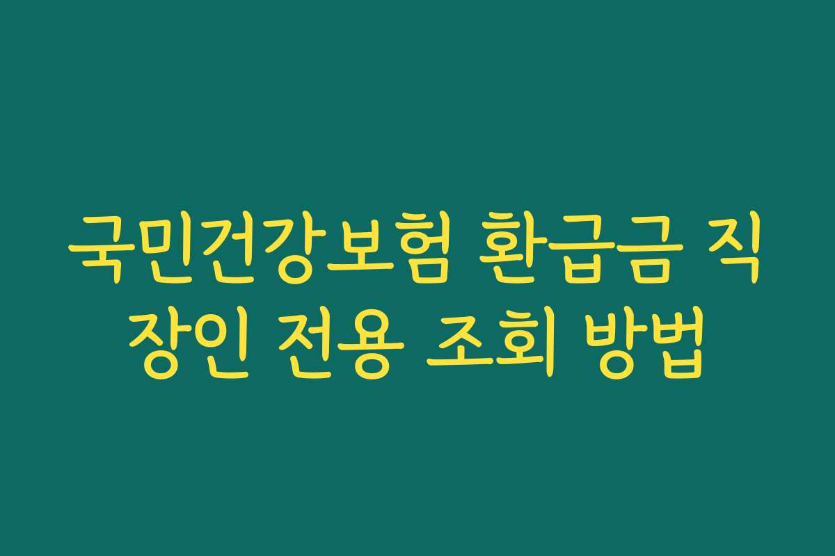 국민건강보험 환급금 직장인 전용 조회 방법