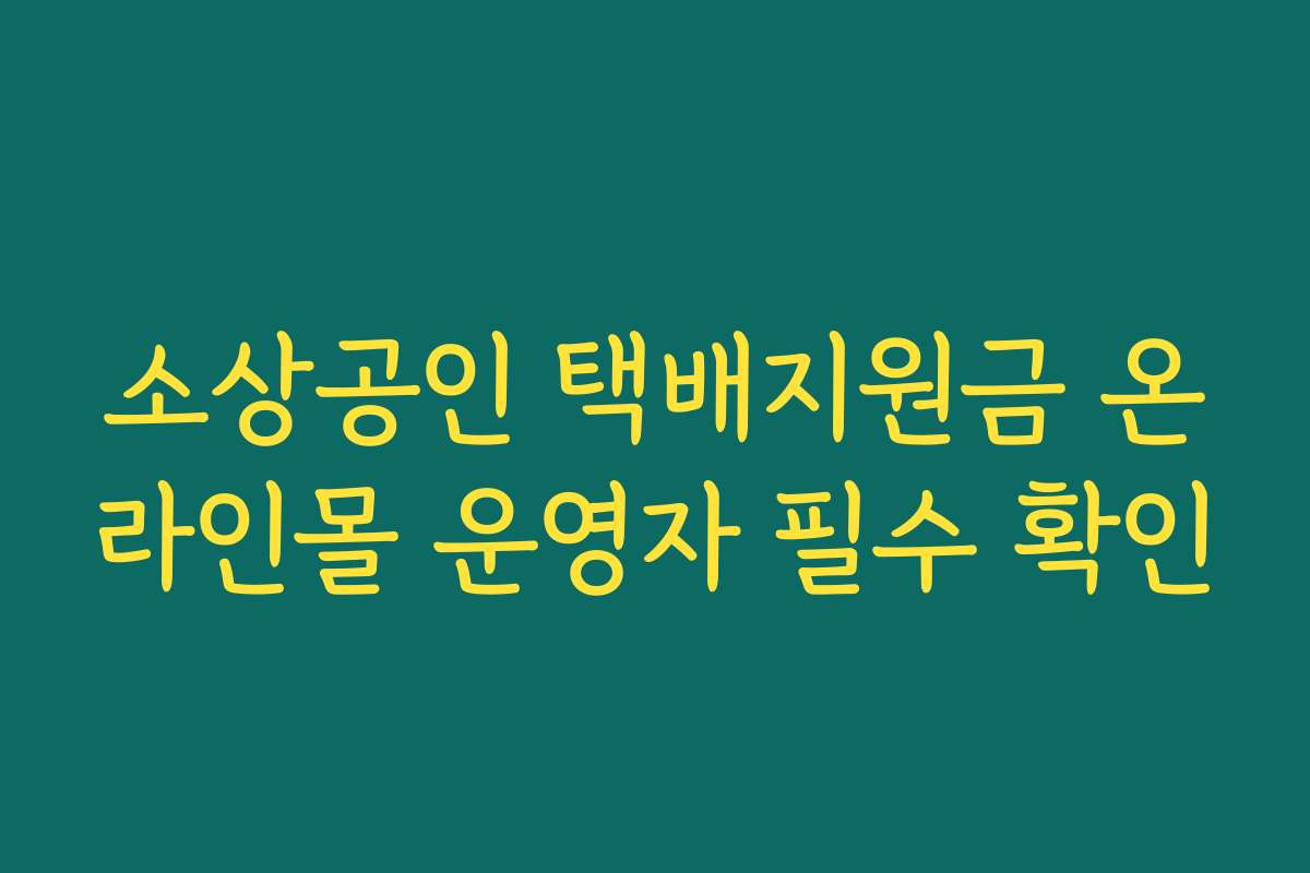 소상공인 택배지원금 온라인몰 운영자 필수 확인