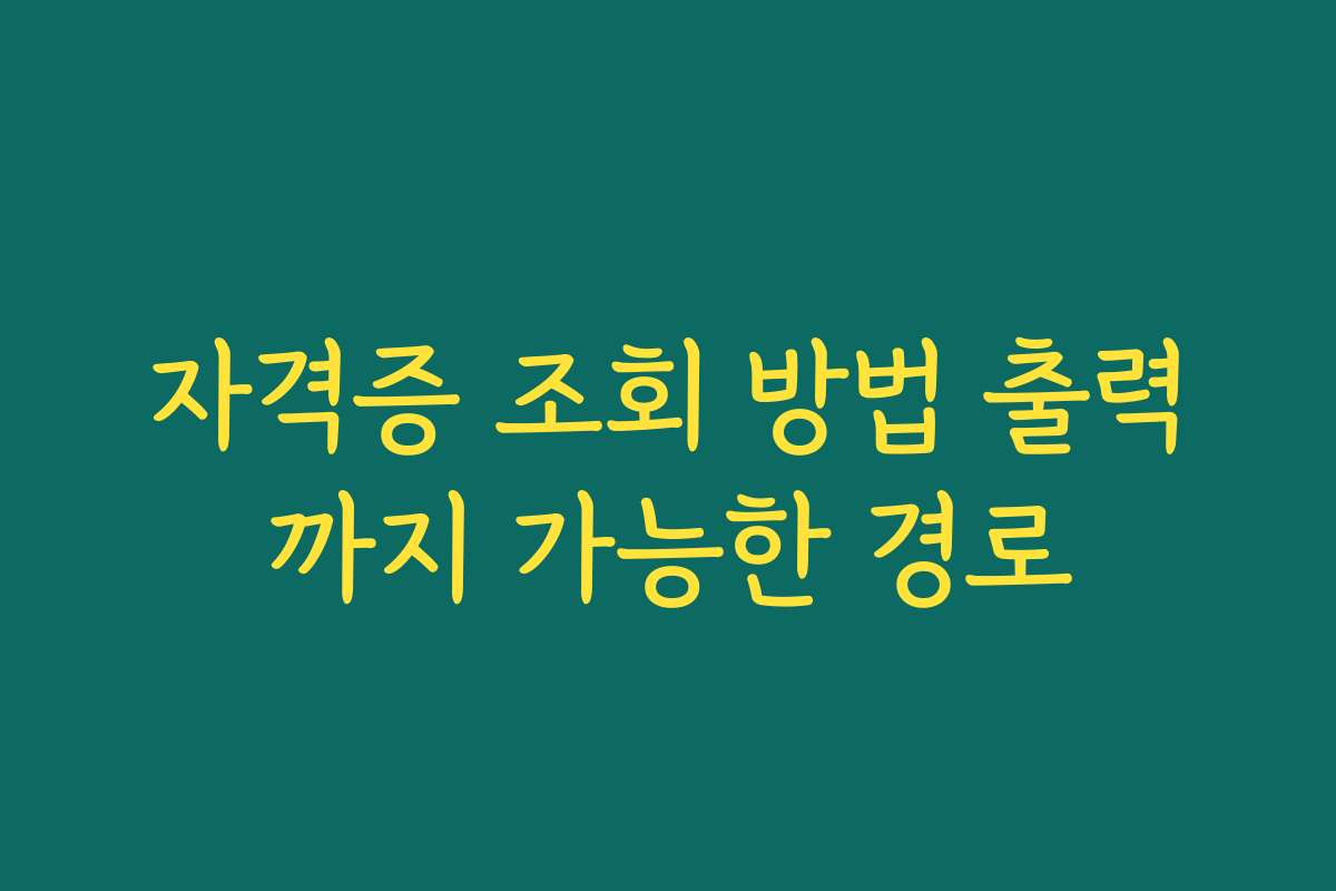 자격증 조회 방법 출력까지 가능한 경로