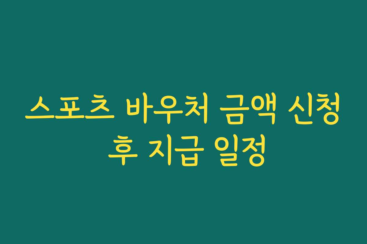 스포츠 바우처 금액 신청 후 지급 일정