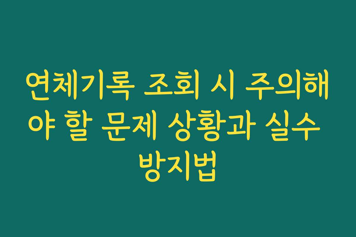 연체기록 조회 시 주의해야 할 문제 상황과 실수 방지법