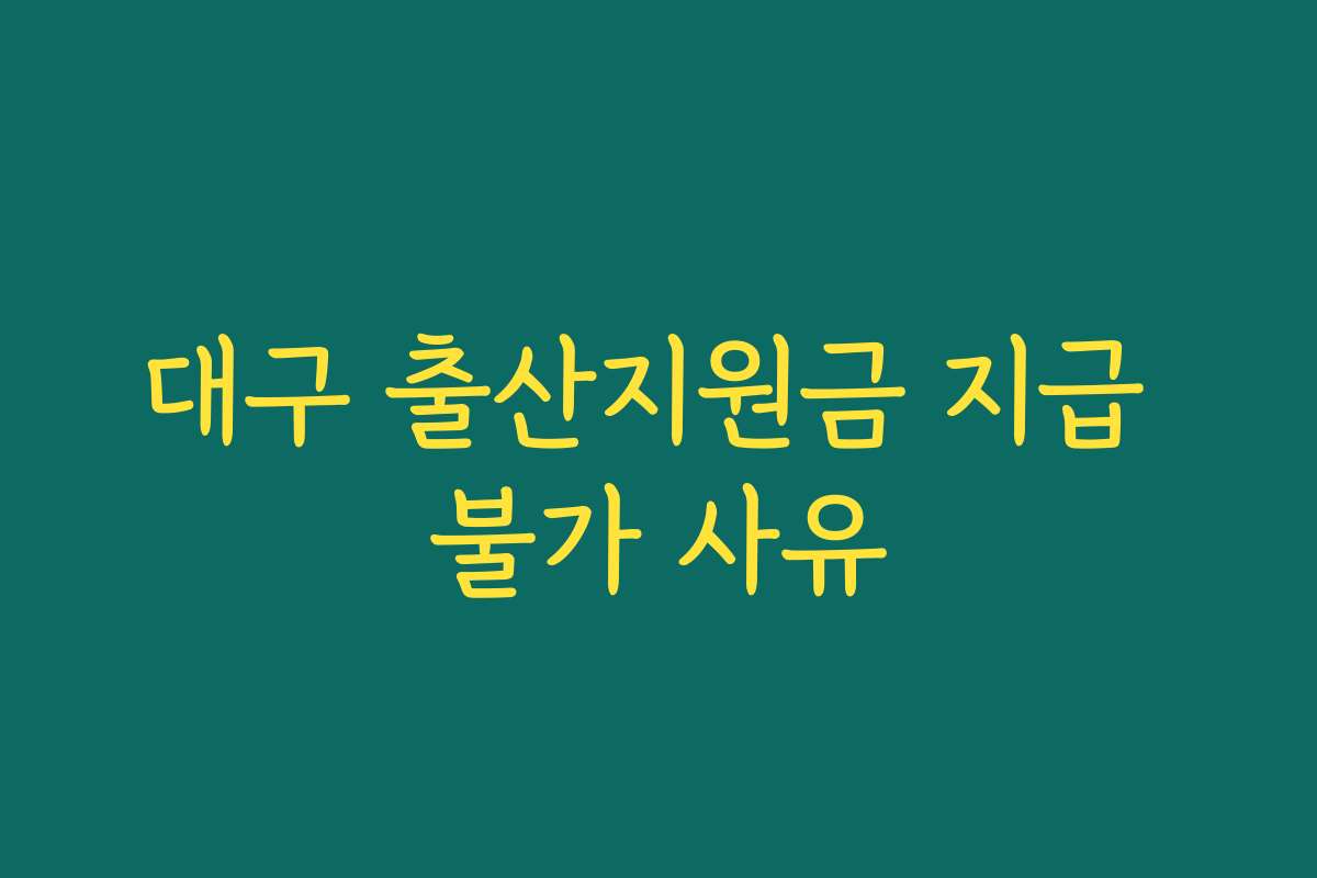 대구 출산지원금 지급 불가 사유