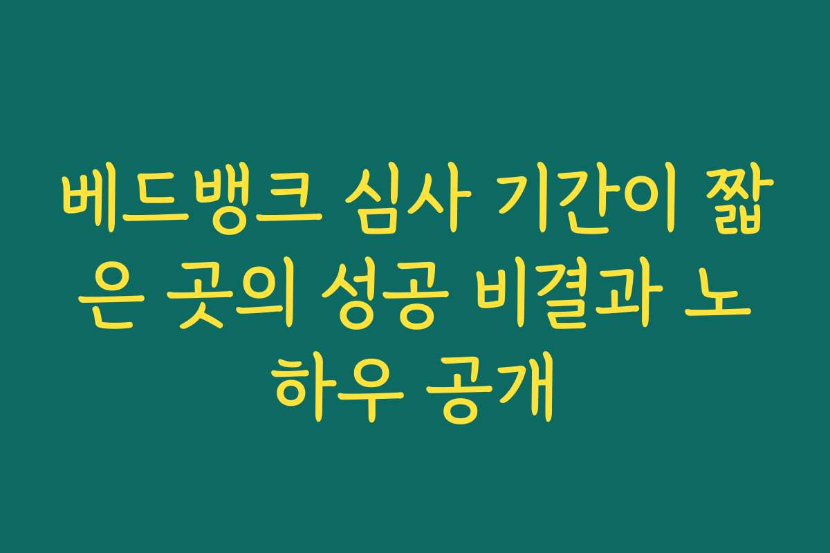 베드뱅크 심사 기간이 짧은 곳의 성공 비결과 노하우 공개 베드뱅크 심사 기간이 짧은 곳의 성공 비결과 노하우 공개
