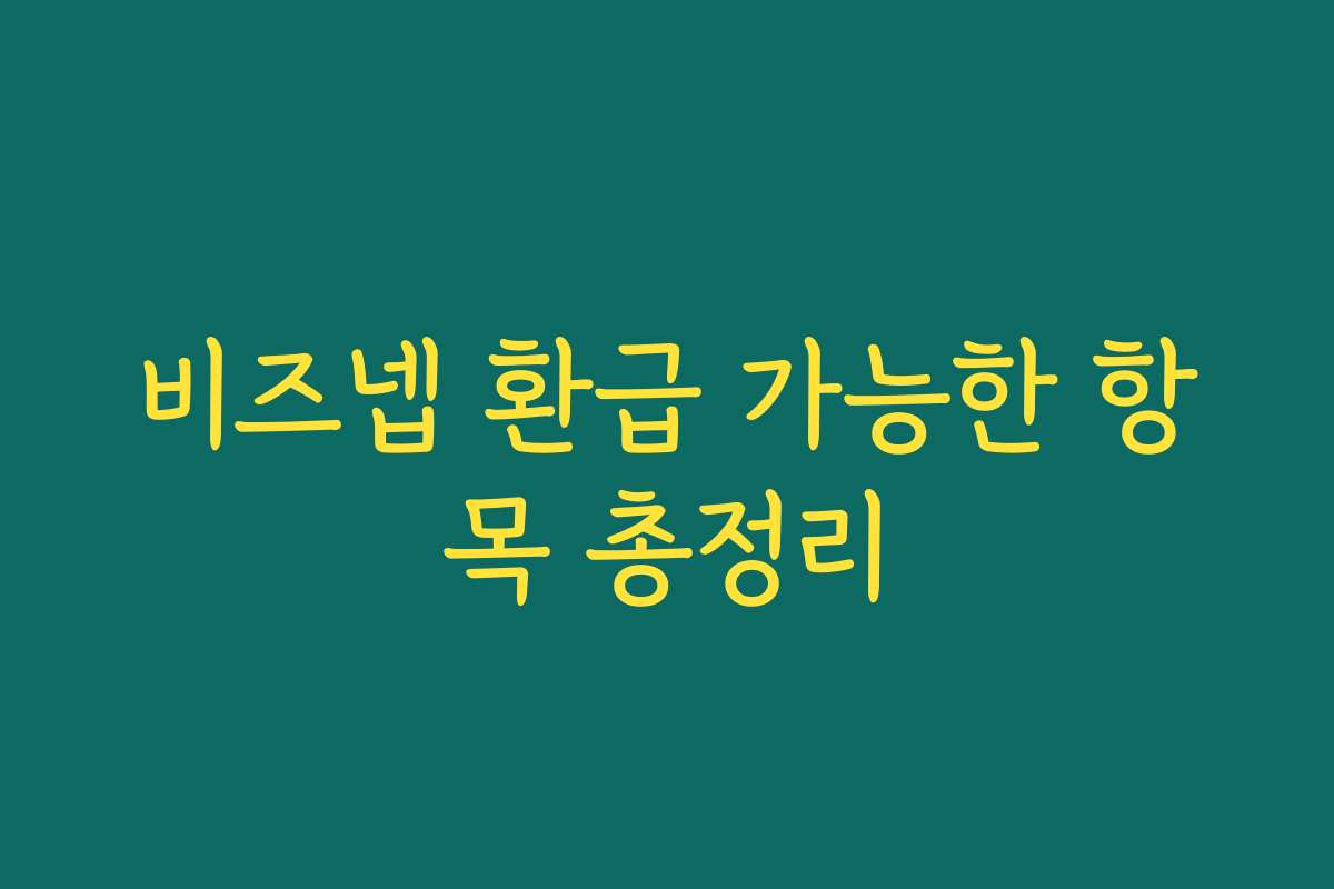 비즈넵 환급 가능한 항목 총정리