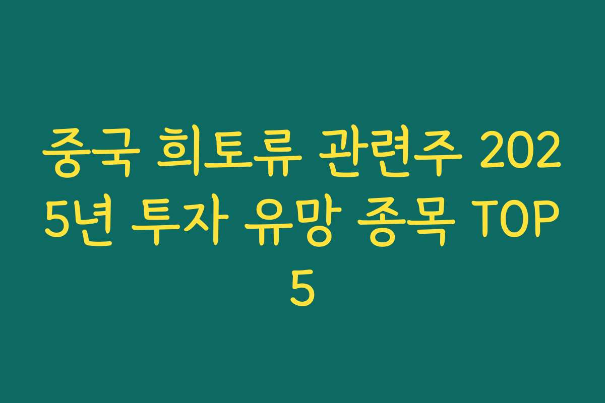 중국 희토류 관련주 2025년 투자 유망 종목 TOP5