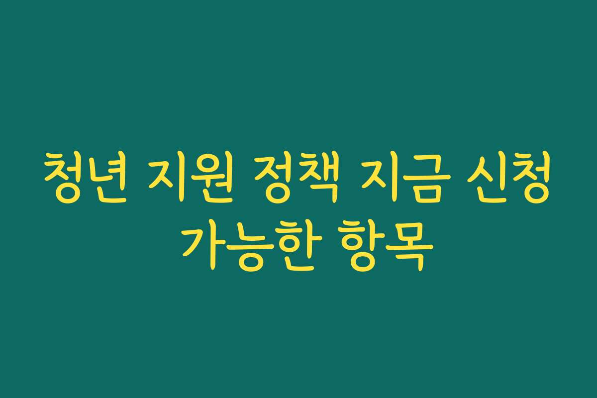 청년 지원 정책 지금 신청 가능한 항목