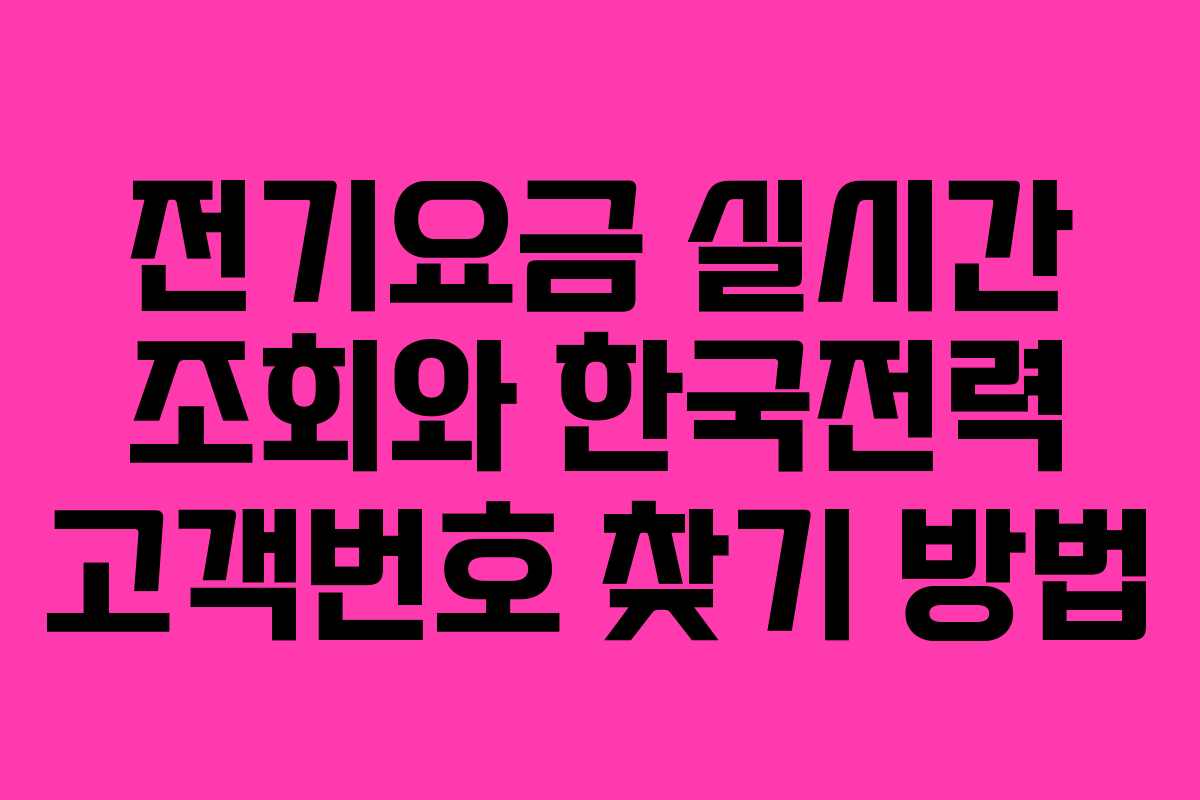 전기요금 실시간 조회와 한국전력 고객번호 찾기 방법