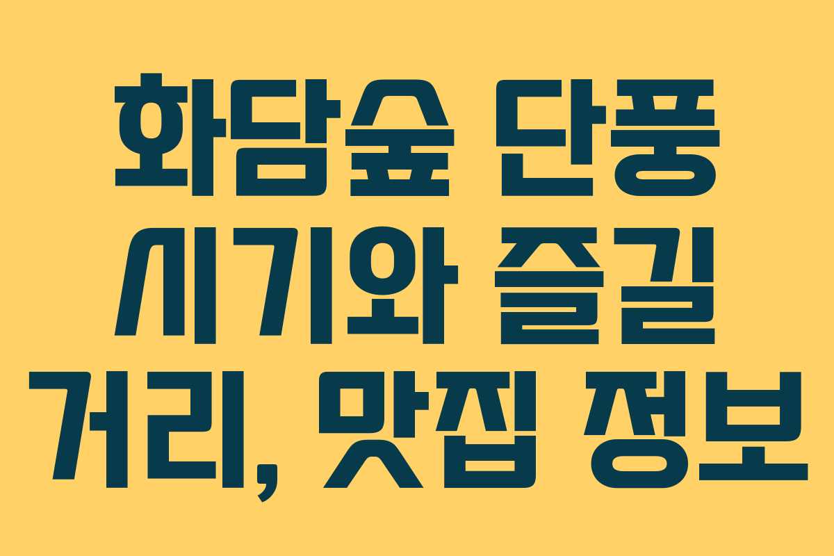 화담숲 단풍 시기와 즐길 거리, 맛집 정보