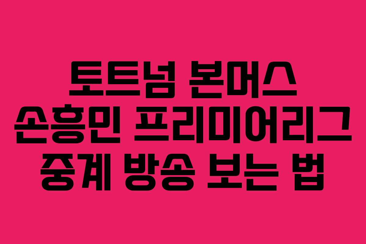 토트넘 본머스 손흥민 프리미어리그 중계 방송 보는 법