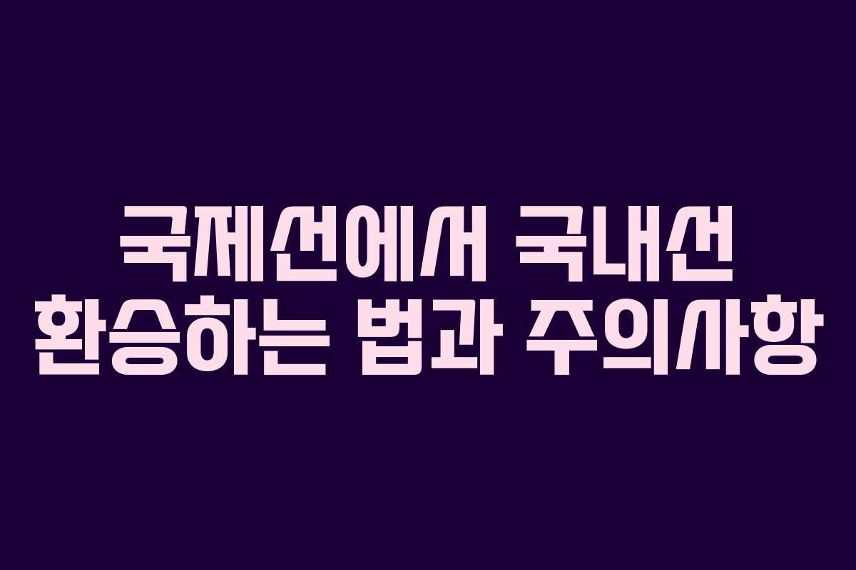 국제선에서 국내선 환승하는 법과 주의사항