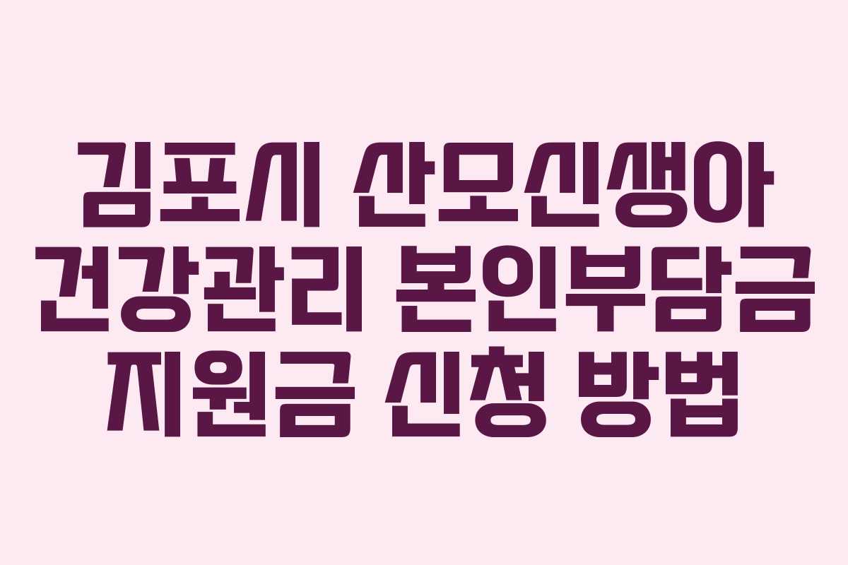 김포시 산모신생아 건강관리 본인부담금 지원금 신청 방법