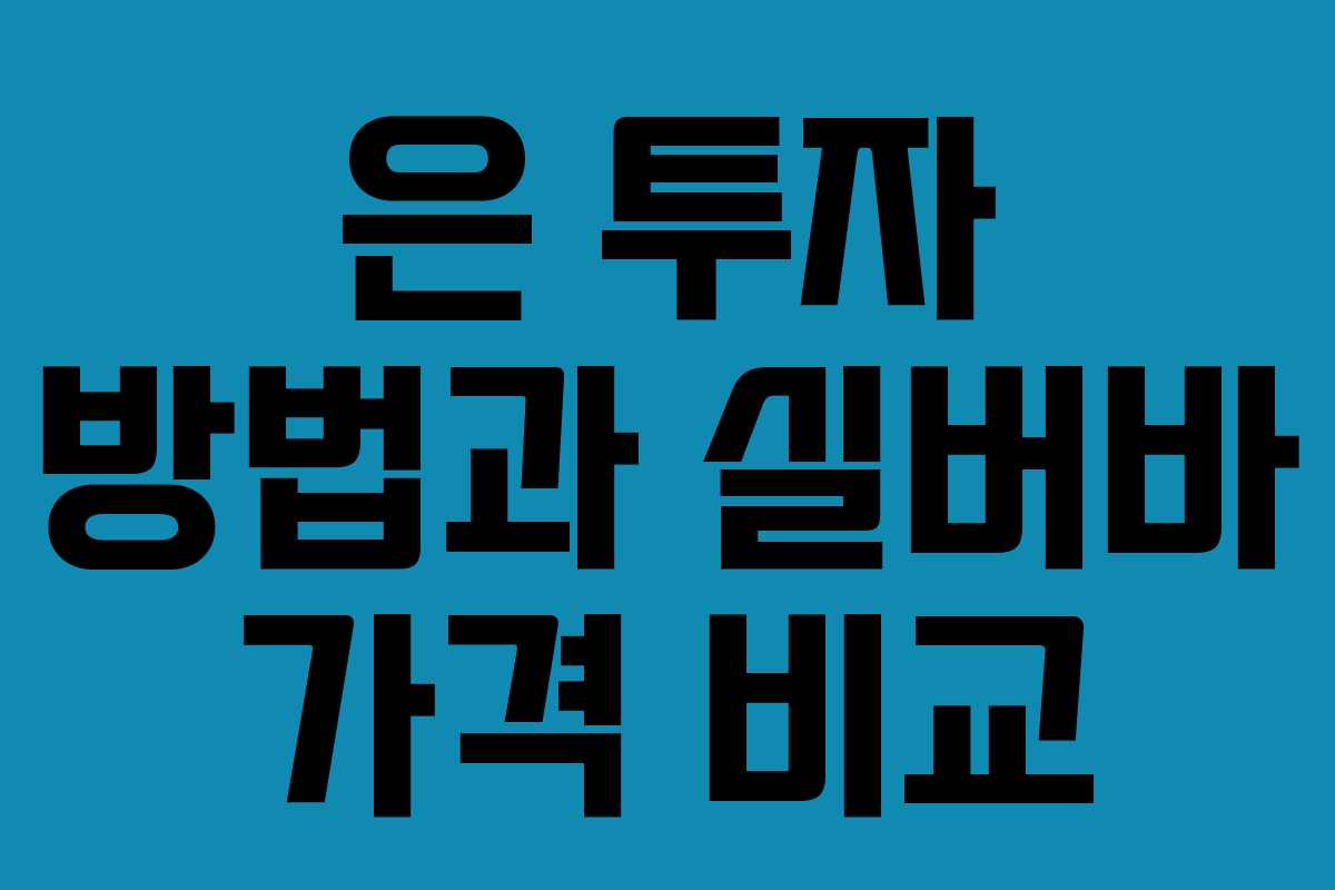 은 투자 방법과 실버바 가격 비교 은 투자 방법과 실버바 가격 비교