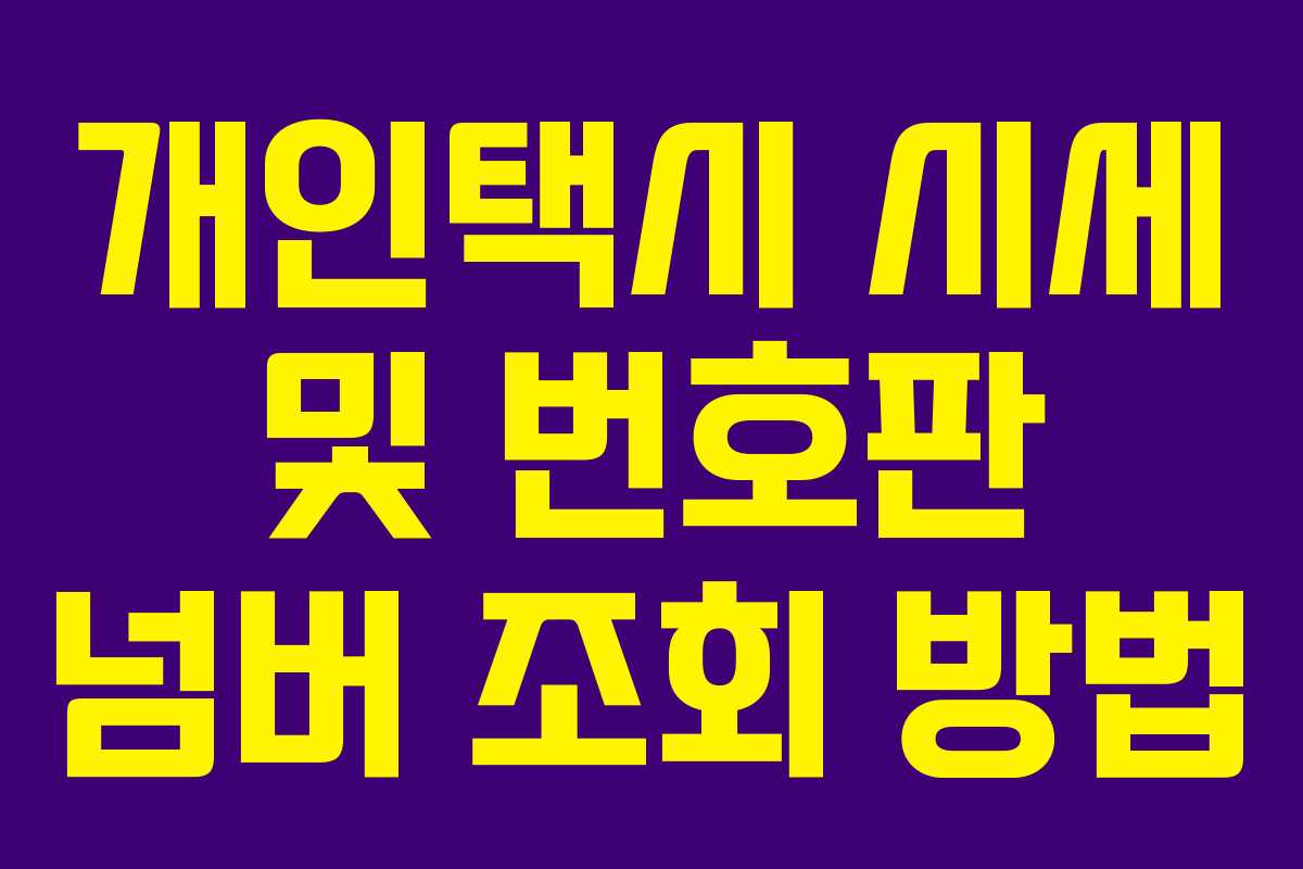 개인택시 시세 및 번호판 넘버 조회 방법