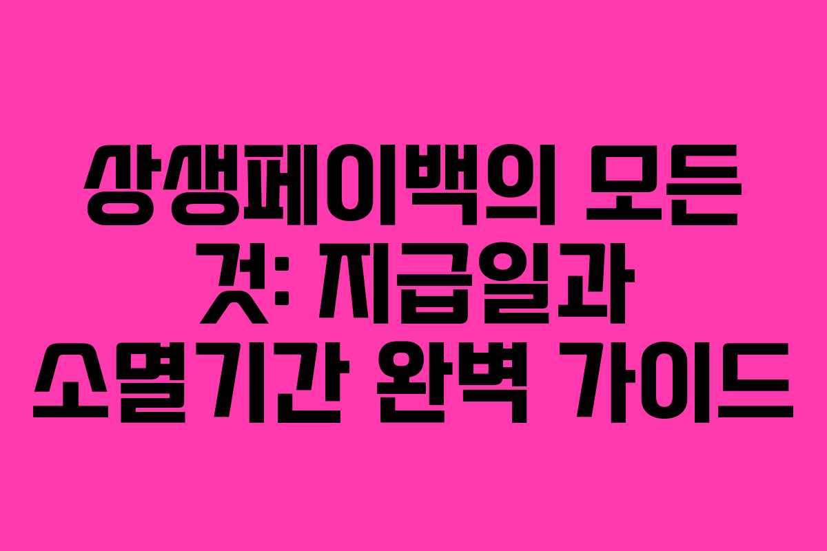 상생페이백의 모든 것: 지급일과 소멸기간 완벽 가이드