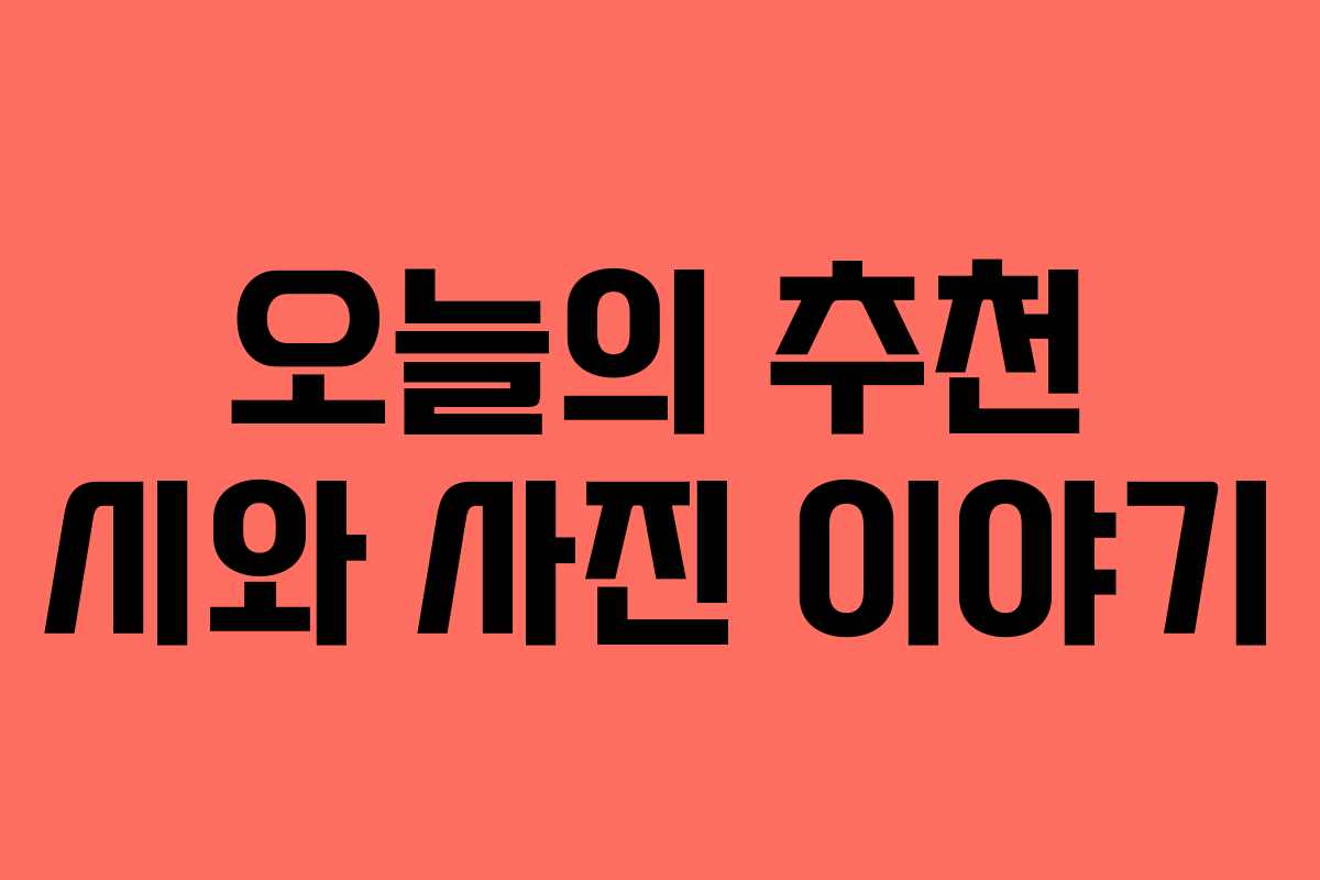 오늘의 추천 시와 사진 이야기