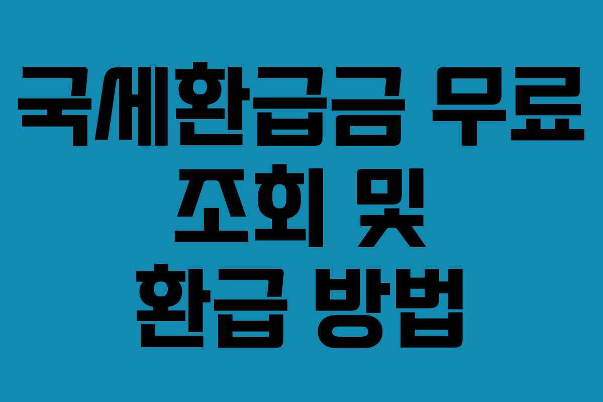 국세환급금 무료 조회 및 환급 방법