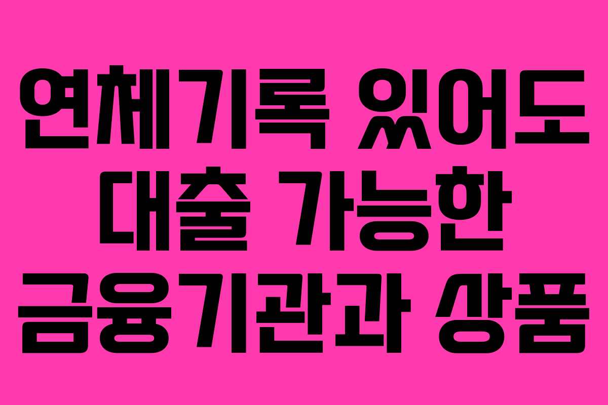 연체기록 있어도 대출 가능한 금융기관과 상품 연체기록 있어도 대출 가능한 금융기관과 상품