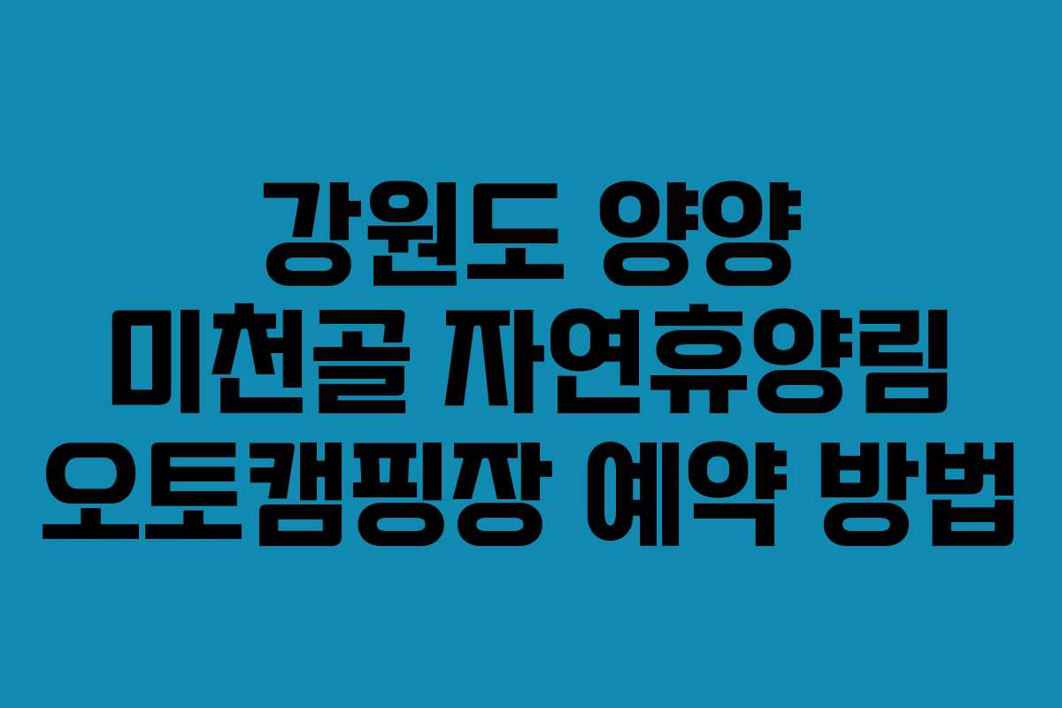 강원도 양양 미천골 자연휴양림 오토캠핑장 예약 방법
