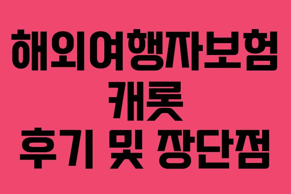 해외여행자보험 캐롯 후기 및 장단점