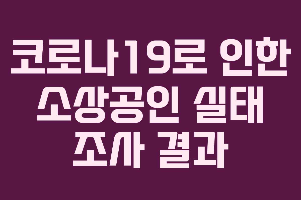 코로나19로 인한 소상공인 실태 조사 결과