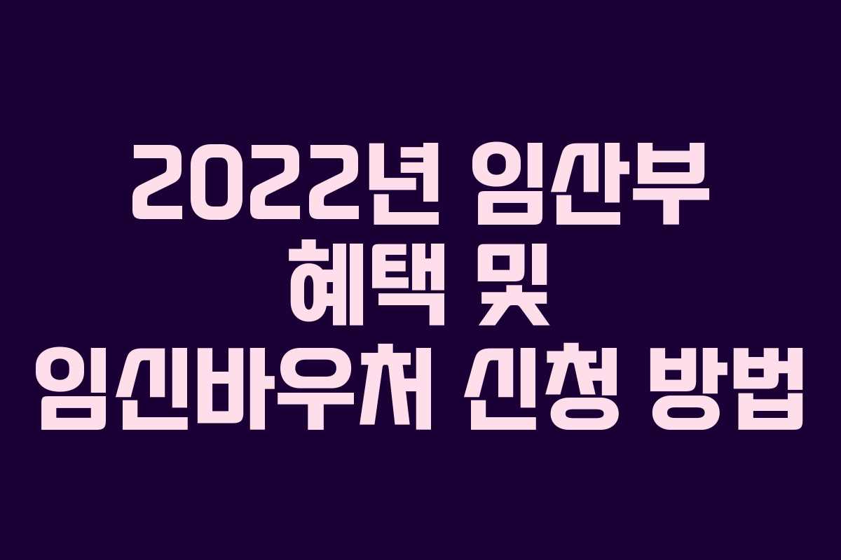 2022년 임산부 혜택 및 임신바우처 신청 방법