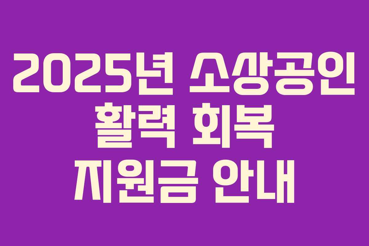 2025년 소상공인 활력 회복 지원금 안내