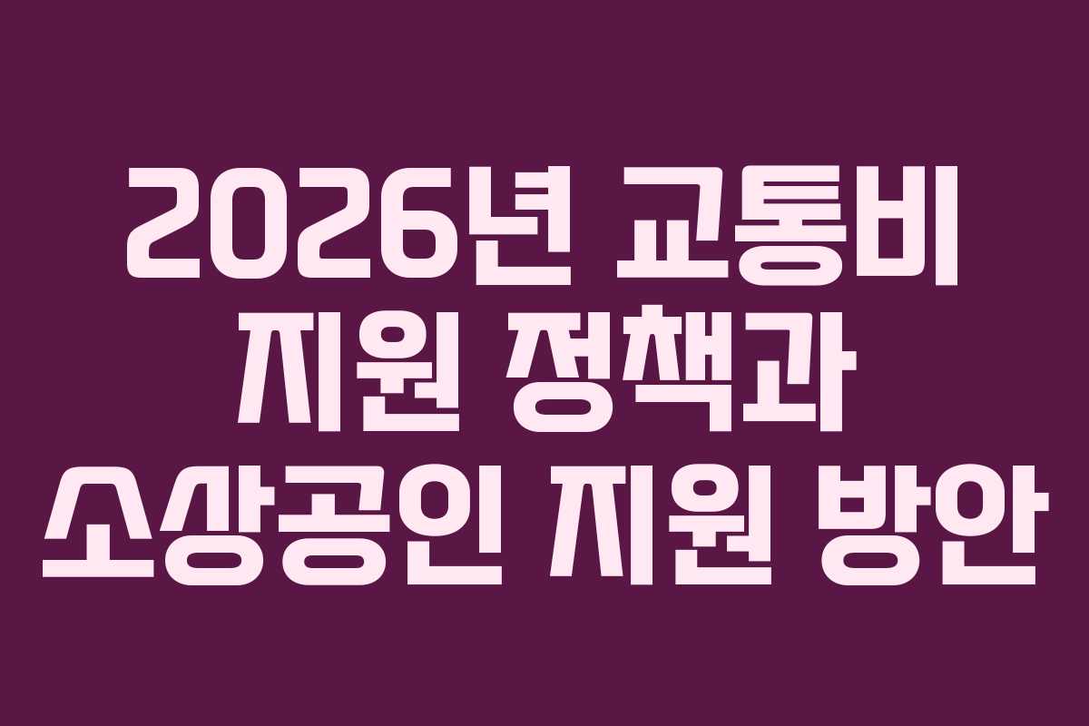 2026년 교통비 지원 정책과 소상공인 지원 방안