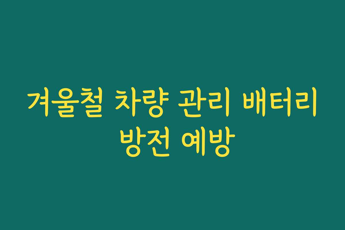 겨울철 차량 관리 배터리 방전 예방