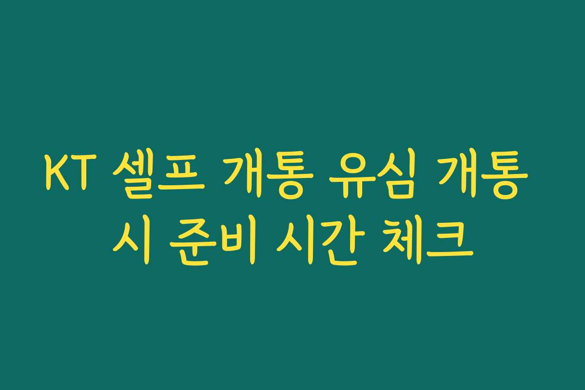KT 셀프 개통 유심 개통 시 준비 시간 체크
