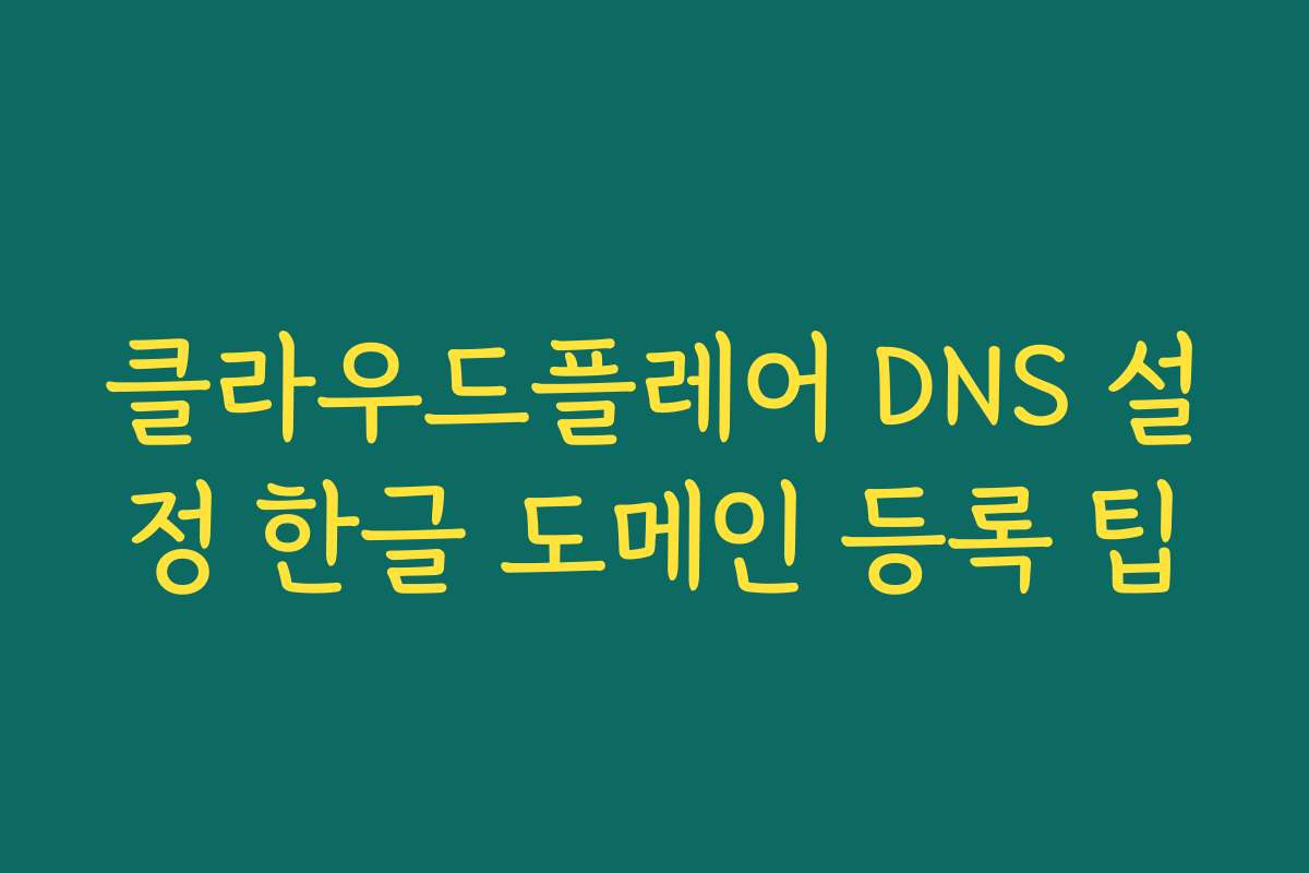 클라우드플레어 DNS 설정 한글 도메인 등록 팁